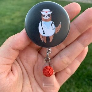 Medical Cute Nurse Sloth Retractable Badge Holder